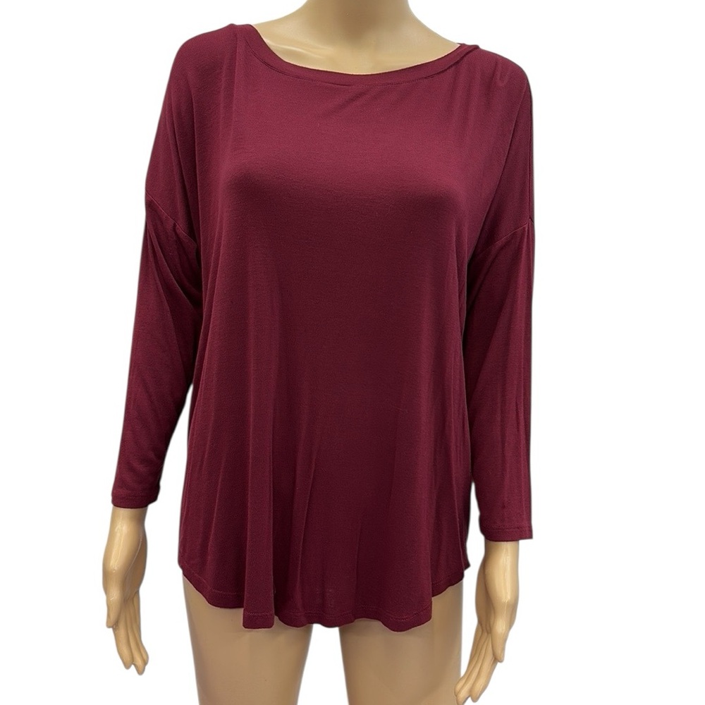 Loft Rayon Burgundy 3 Quarter Dolman Sleeve Tunic Tee Womens Medium